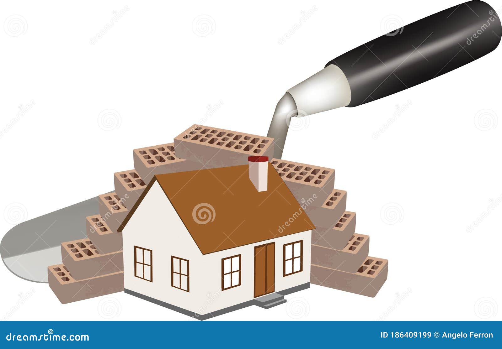 trowel shovel with over a dwelling house