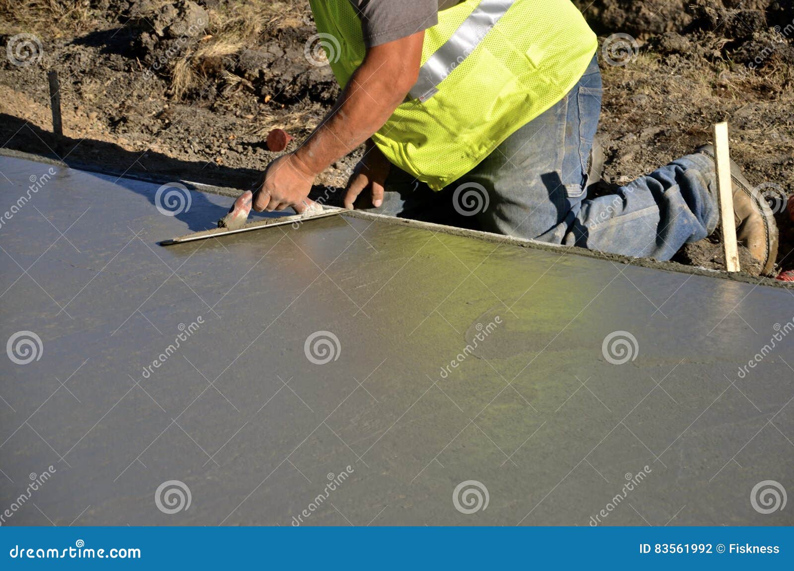 Troweling wet concrete stock photo. Image of smoothing 83561992