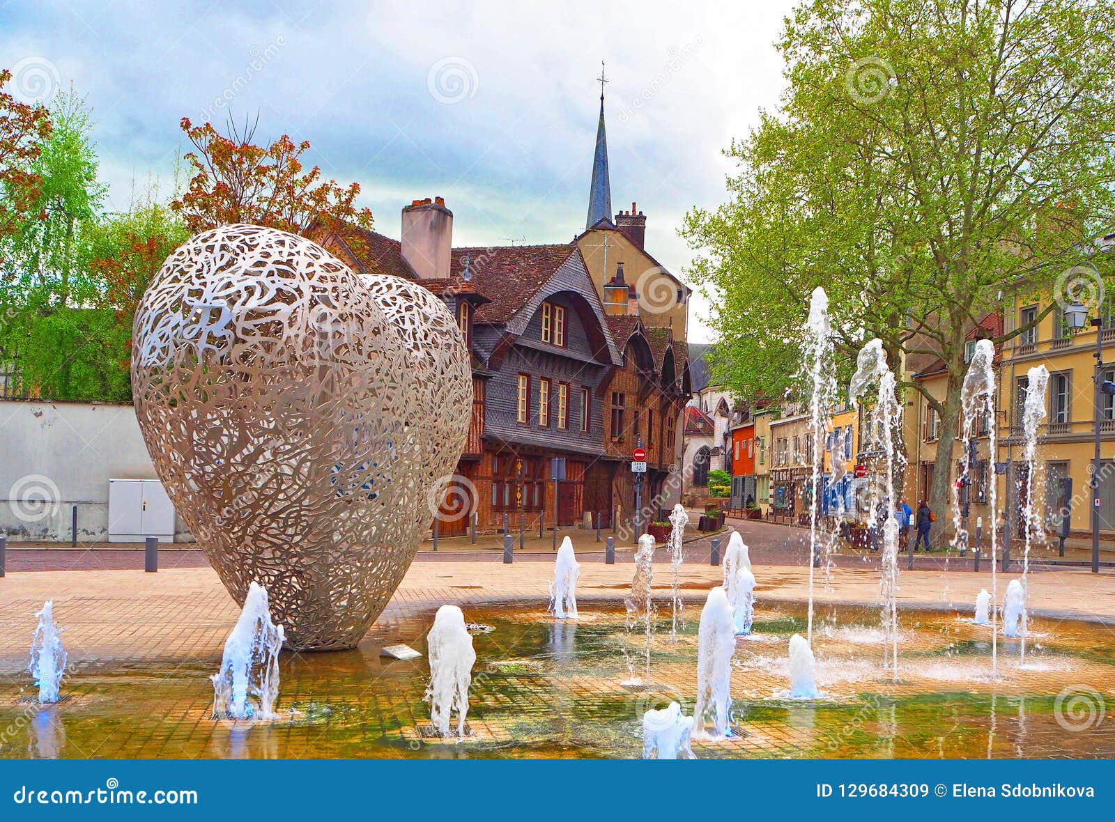 TROYES, FRANCE APRIL 2017: Monument in of Modernity - a Heart Made of Pieces of Steel Coeur De Troyes`. Editorial Stock Image - Image of famous, located: 129684309