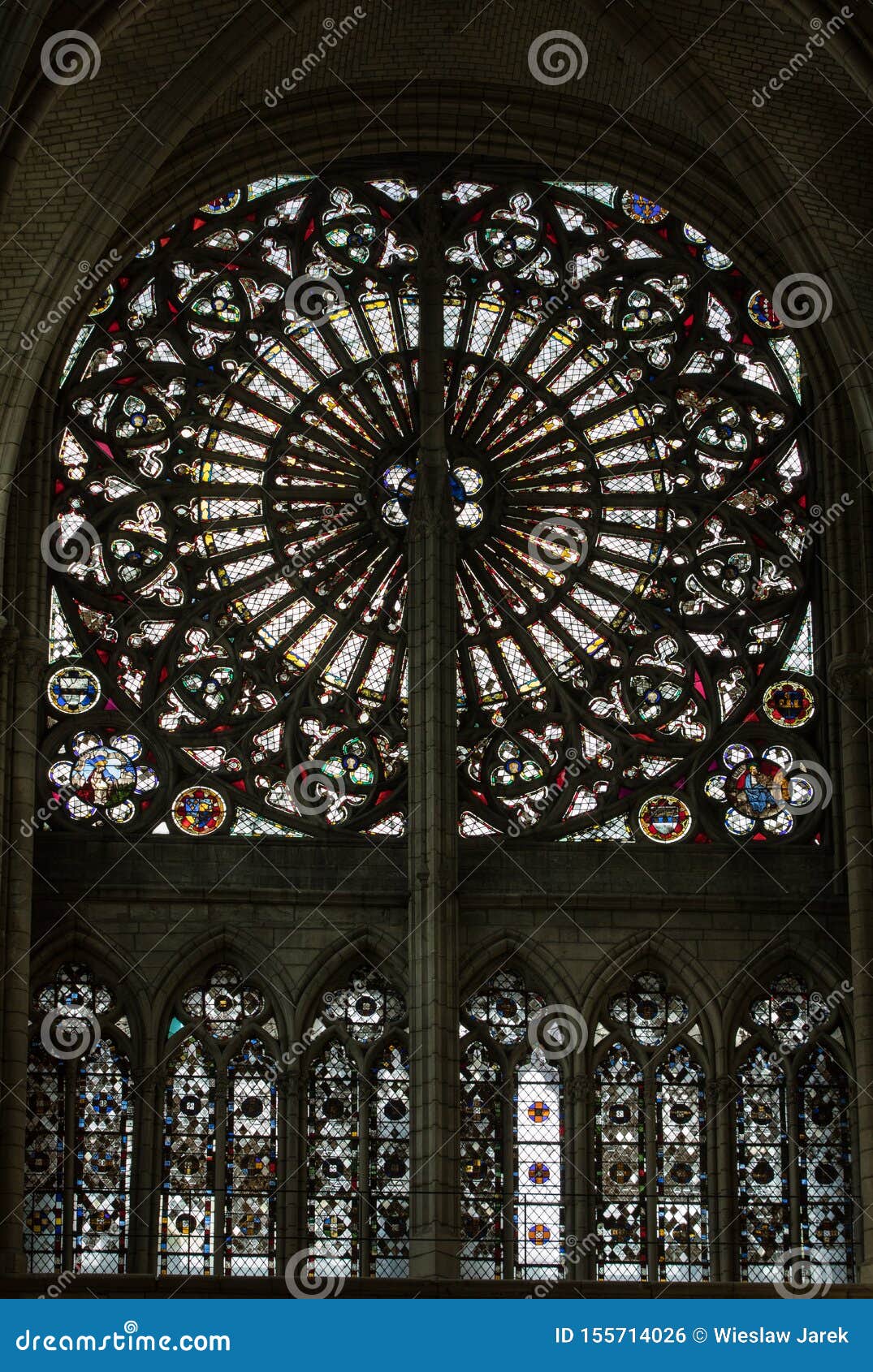 Colorful Stained Glass Windows In Troyes Cathedral Dedicated To Saint Peter And Saint Paul France Editorial Photo Image Of Arch Color
