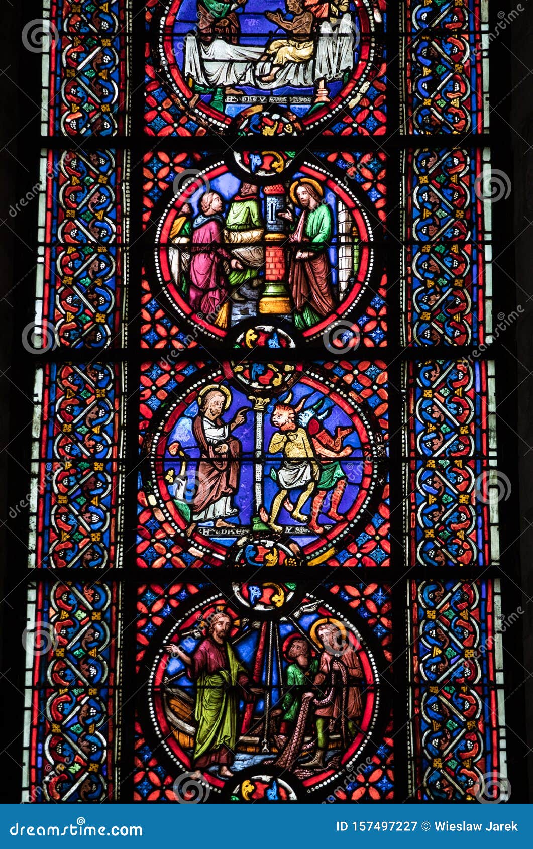 Colorful Stained Glass Windows In Troyes Cathedral Dedicated To Saint Peter And Saint Paul France Editorial Photography Image Of Stained Rose