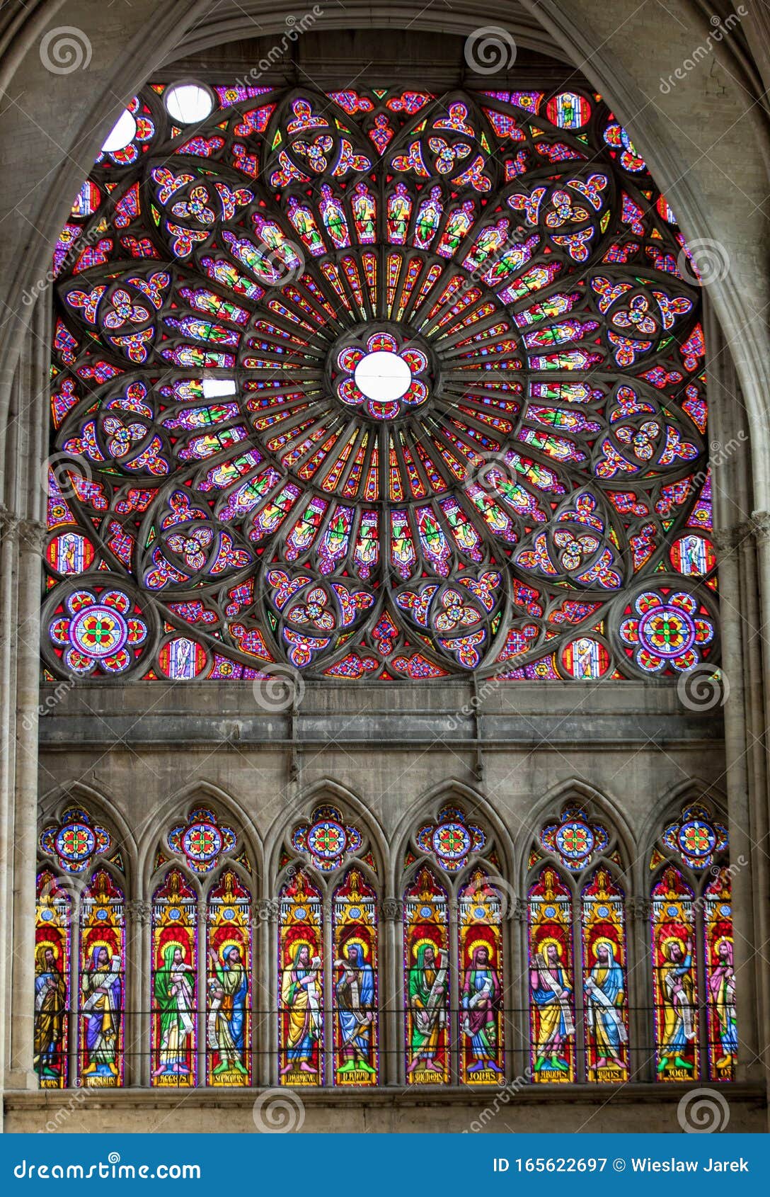 Colorful Stained Glass Windows In Troyes Cathedral Dedicated To Saint Peter And Saint Paul Editorial Photography Image Of Champagne Aube