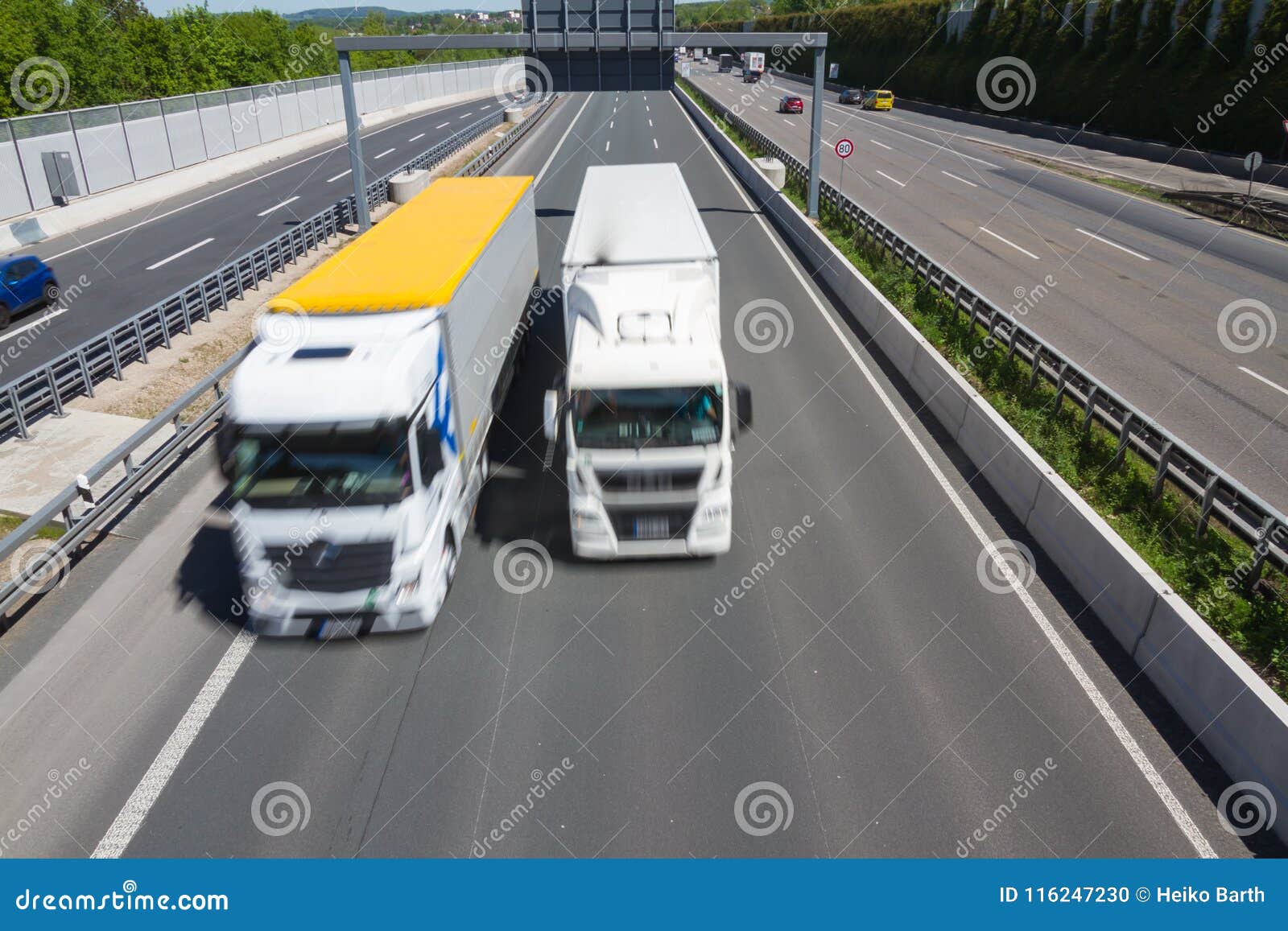 truck begins overtaking maneuver