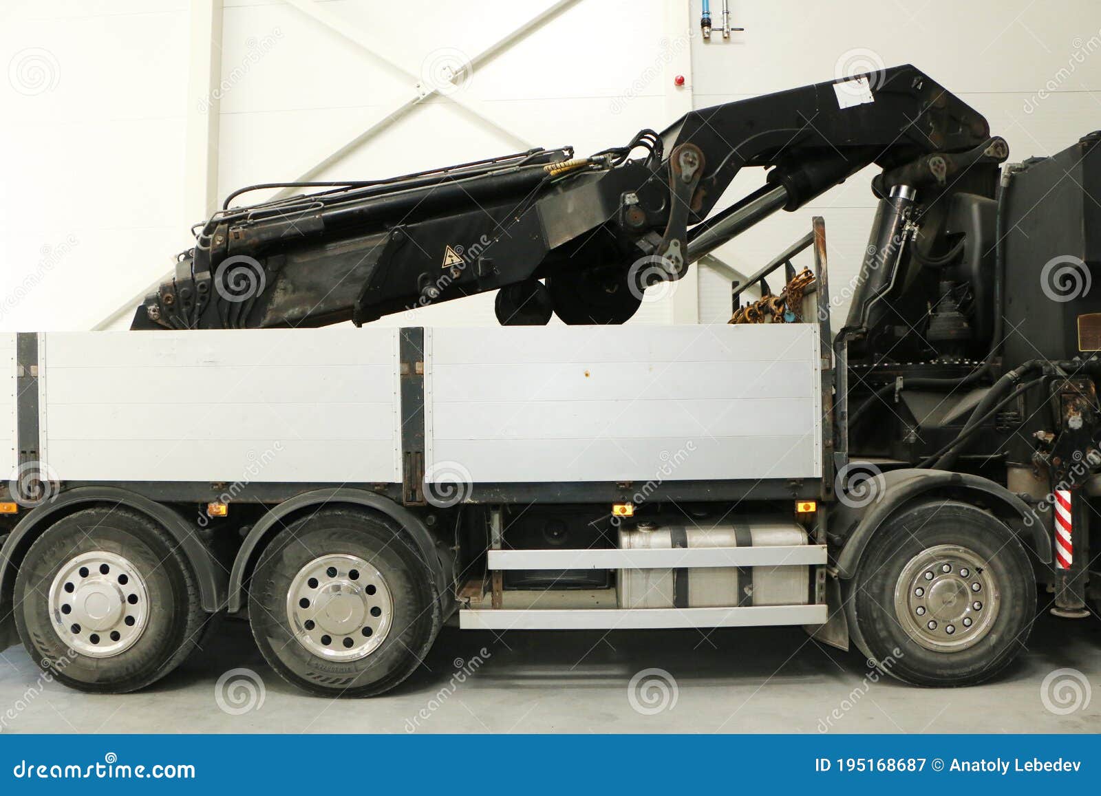 Truck with a Crane in the Back Stock Image Image of detail, equipment