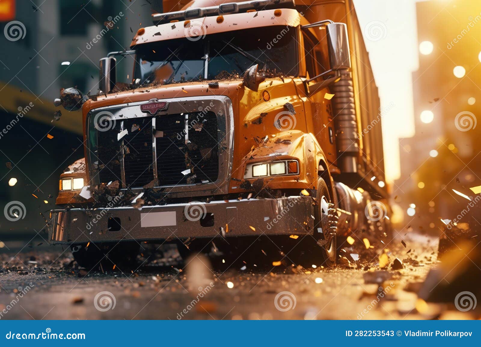 Truck Crash. Generated by AI Stock Illustration Illustration of drive