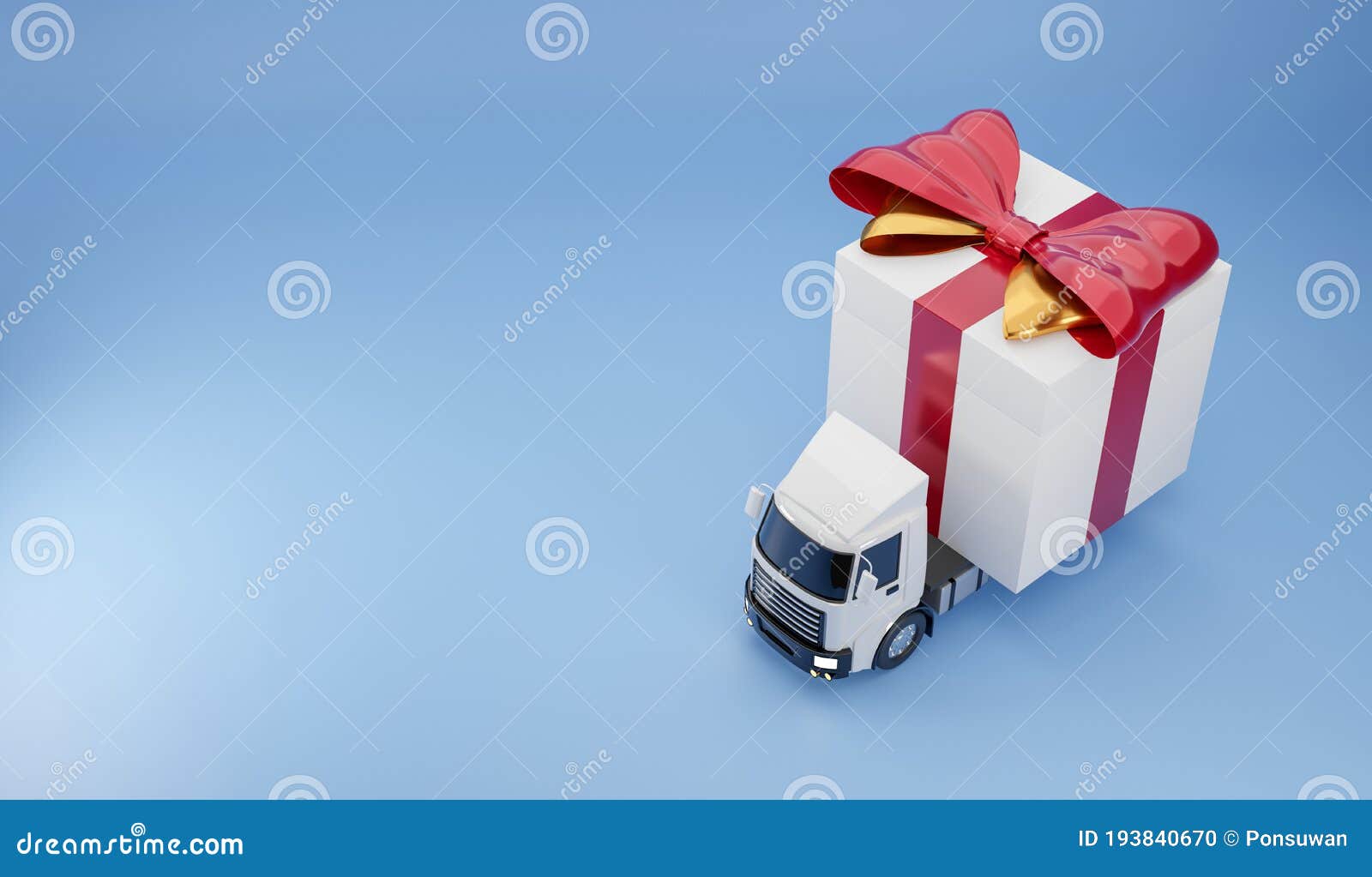 Truck Delivery Service Happy Gift Box 3d Render Concept Stock
