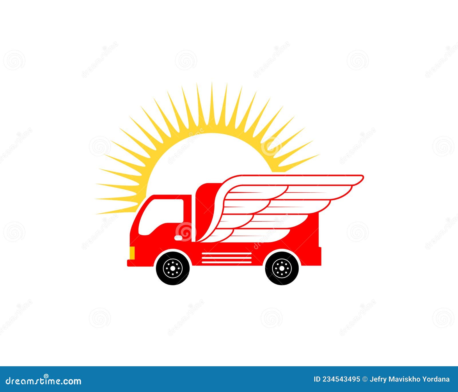 Truck Delivery with Wings Vector Illustration Stock Illustration