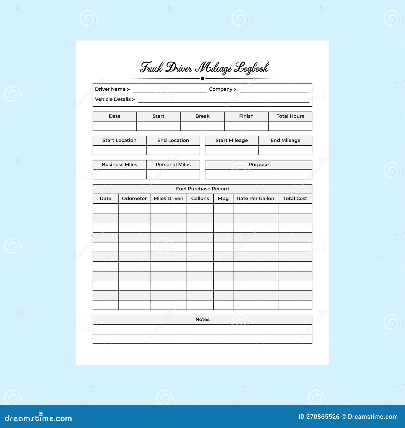 Truck Mileage Tracker KDP Interior