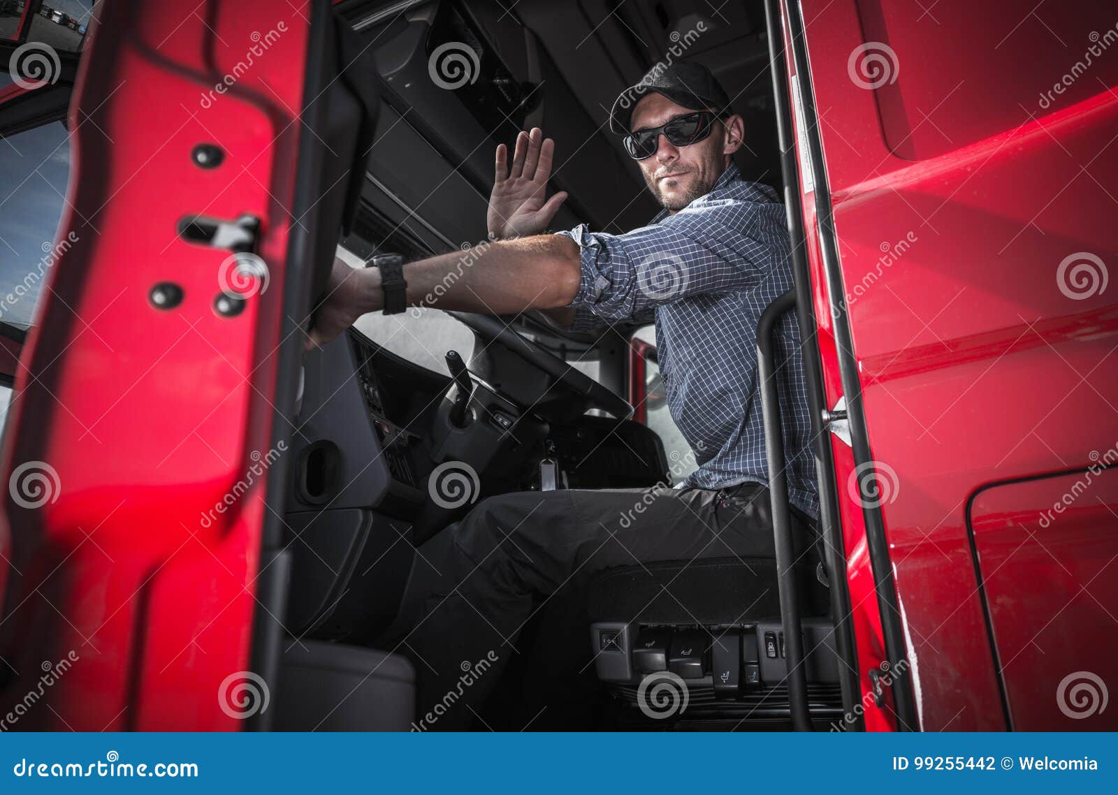 truck driver leaving warehouse