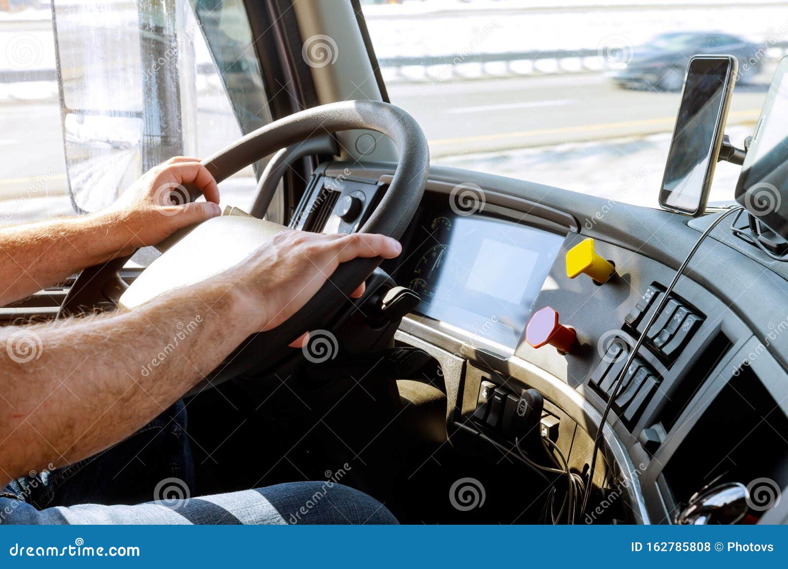 truck drivers big truck driver& x27;s hands on big truck steering wheel