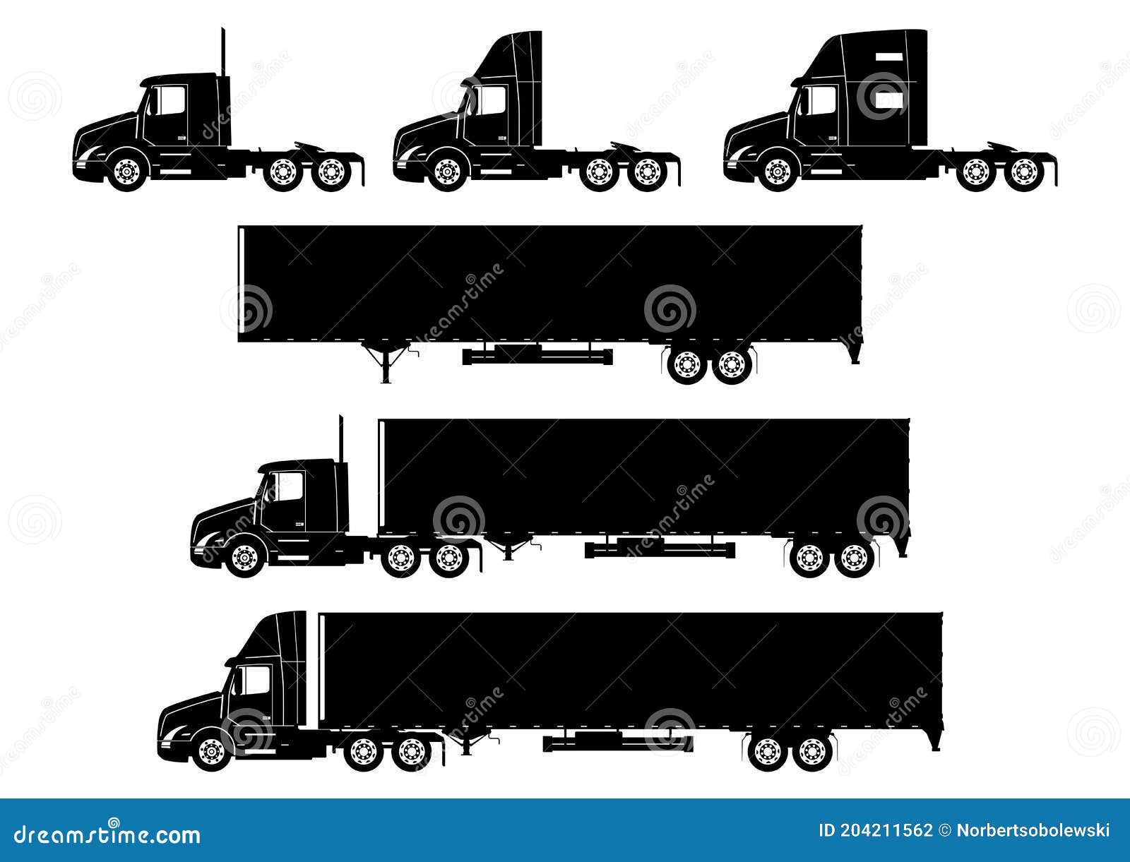Truck Tractor Icon Black Silhouette Side View Vector Flat Graphic | My ...