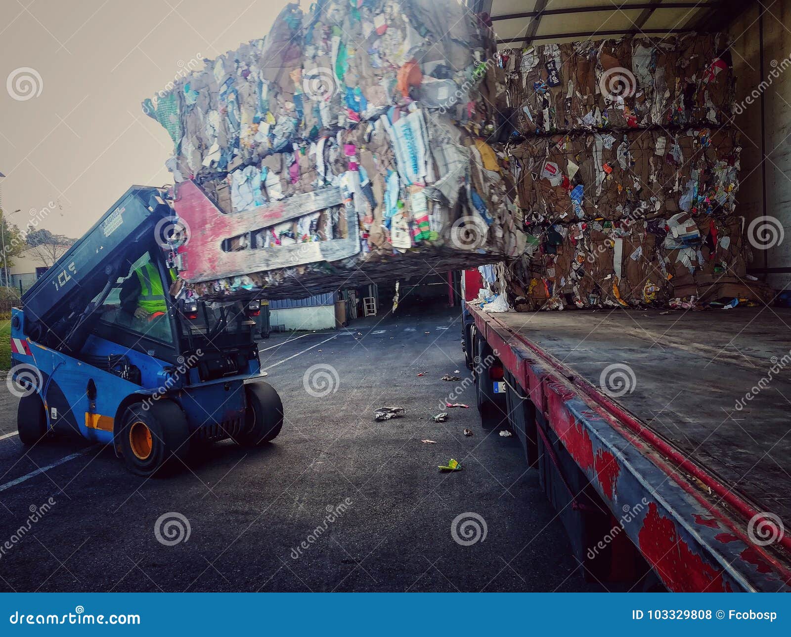 Forklift Loading A Truck With Recycled Paper And Carton Editorial Stock Photo Image Of Carton Paper 103329808