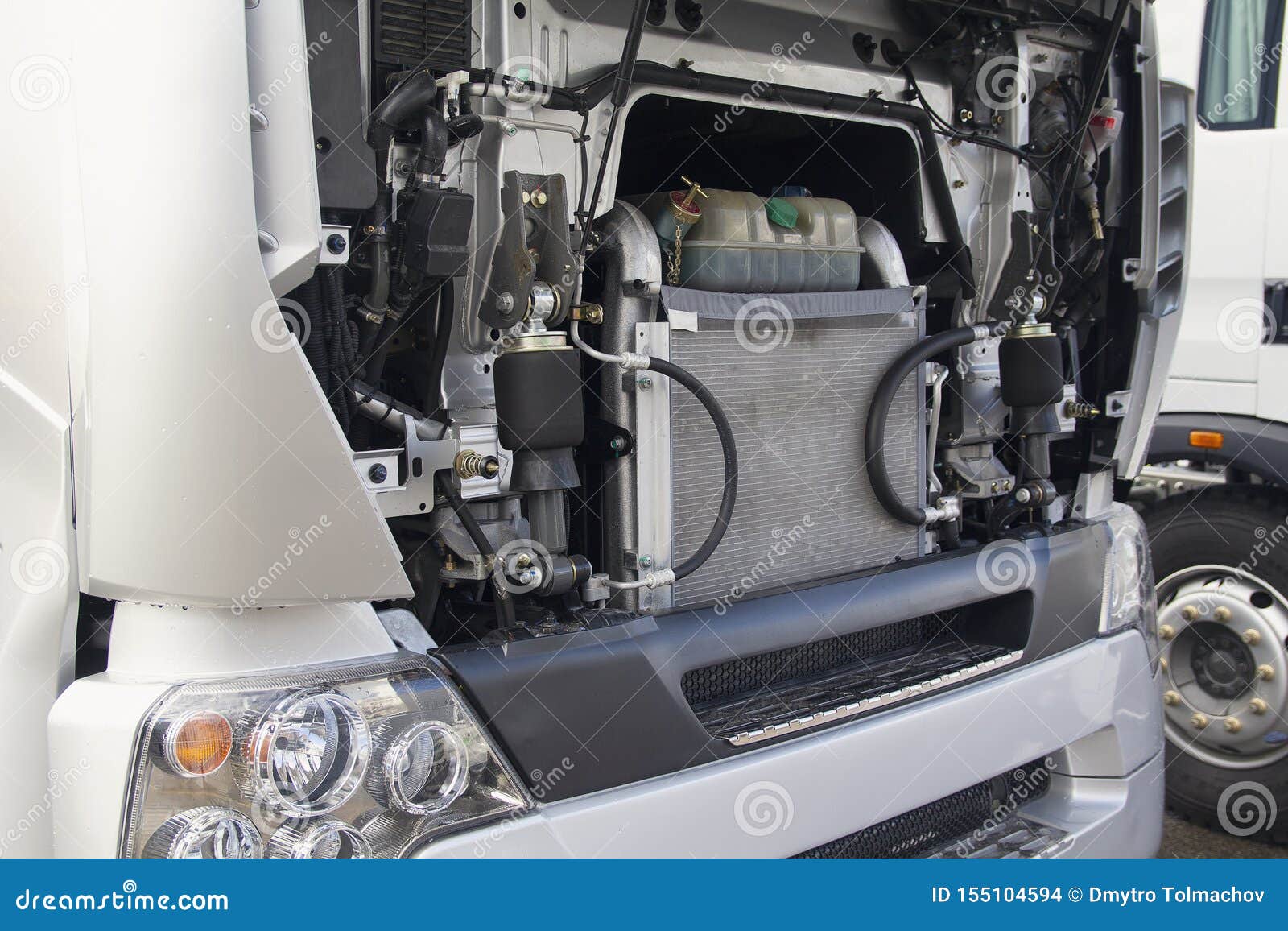 Truck with an Open Motor Compartment Stock Photo Image of mechanic