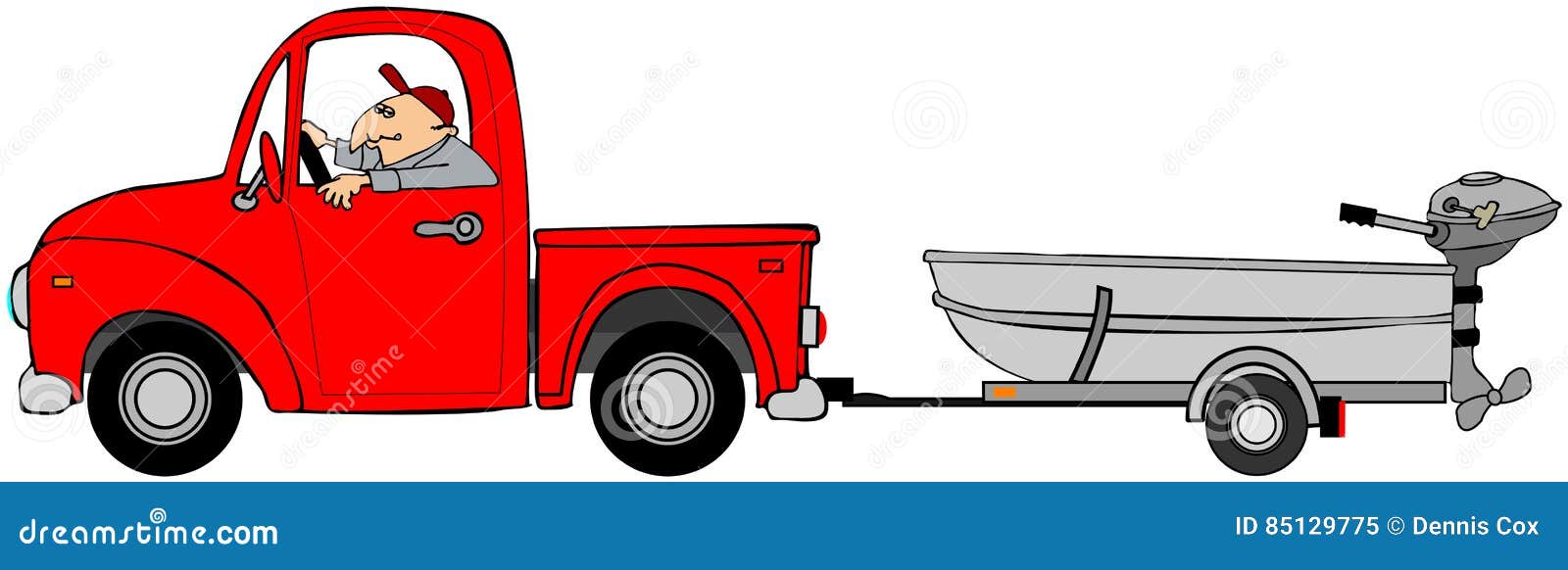 Truck Pulling An Aluminum Boat Stock Illustration - Image 