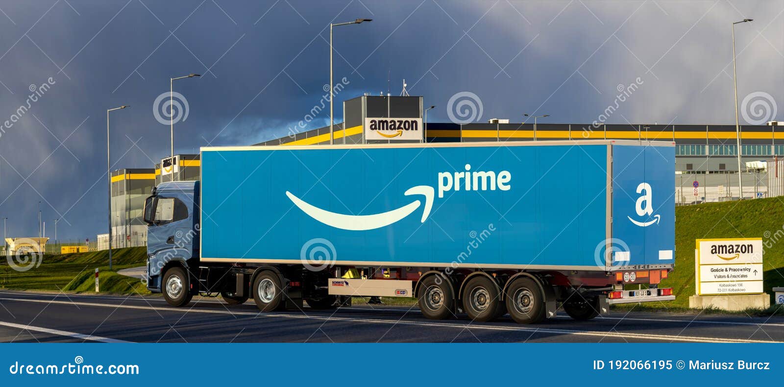 Truck With A Semi Trailer With The Amazon Prime Logo At The Amazon Logistics Center Editorial Image Image Of Editorial Corporation