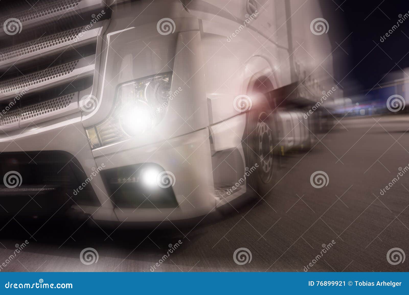 Truck Speeding with Lights on at Night Stock Image Image of traffic