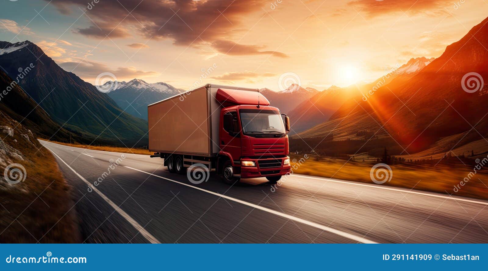 a truck speeds along a bustling highway and captures the essence of efficient transportation and rapid delivery.