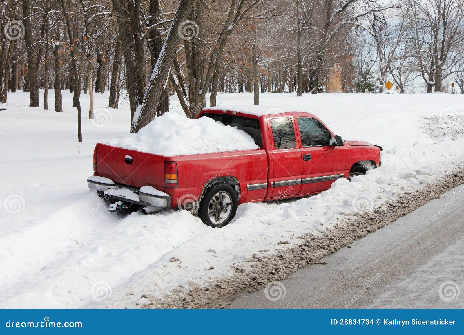 truck stuck in snowbank or ditch
