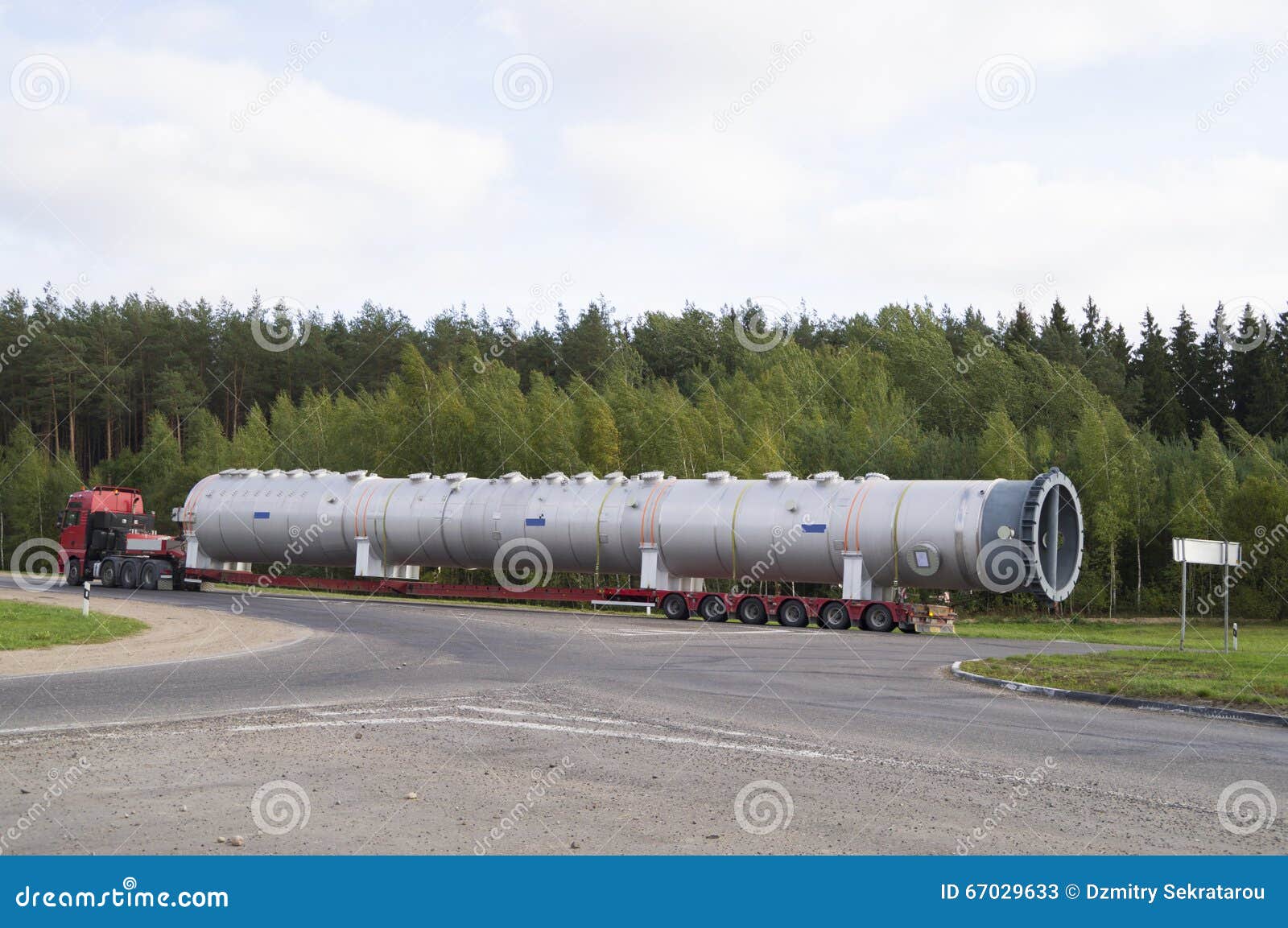 Truck Transports on the Platform of the Power Turbine Stock Image