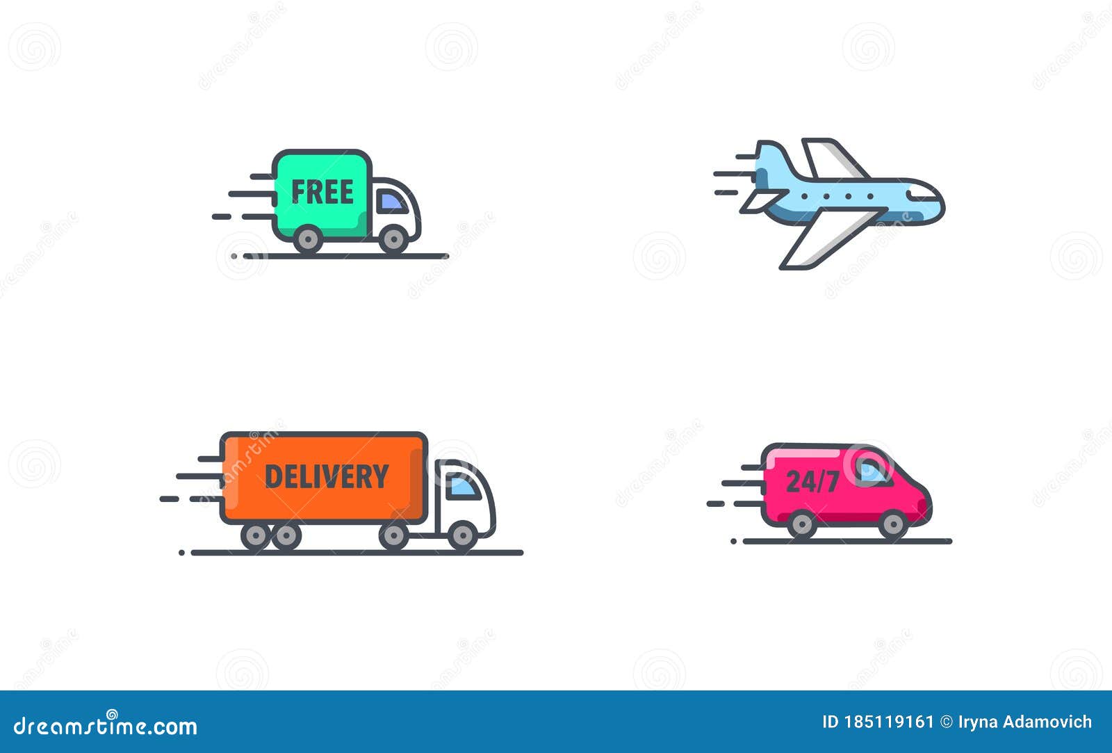 Truck Vector Icon Set. Van, Semi Truck, Delivery Service Logo ...