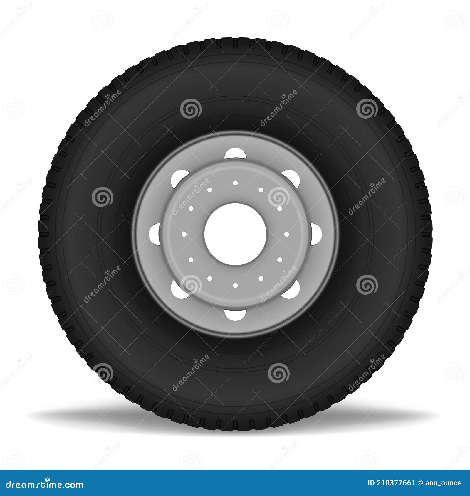 Truck Wheel Isolated on White, Vector Illustration Stock Vector