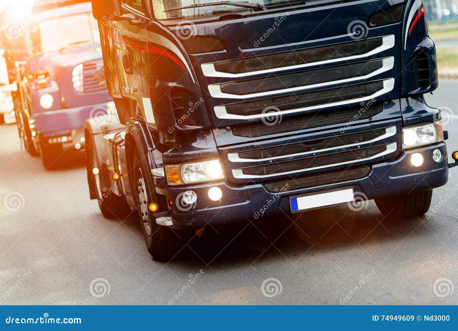 Trucks Being Driven on Road Stock Image Image of heavy, goods 74949609