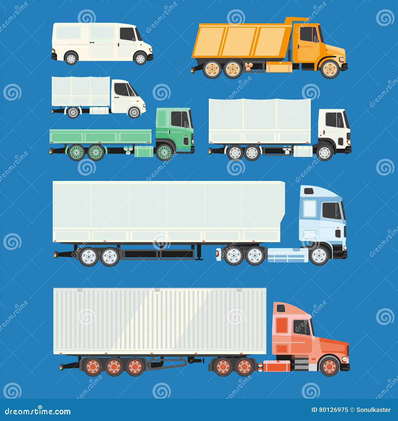 Trucks And Trailers On A White Background. Stock Vector ...