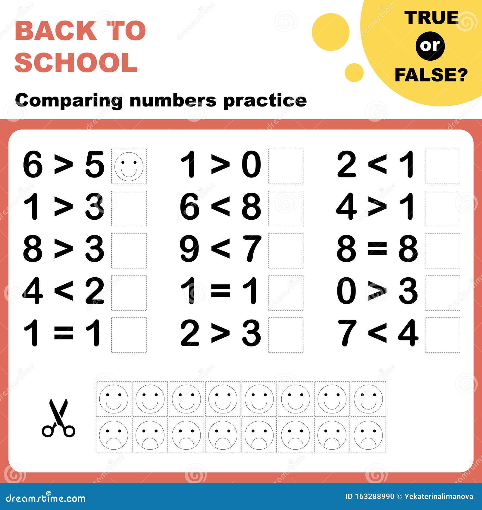 true-or-false-comparing-numbers-worksheet-stock-vector-illustration-of-challenge-number