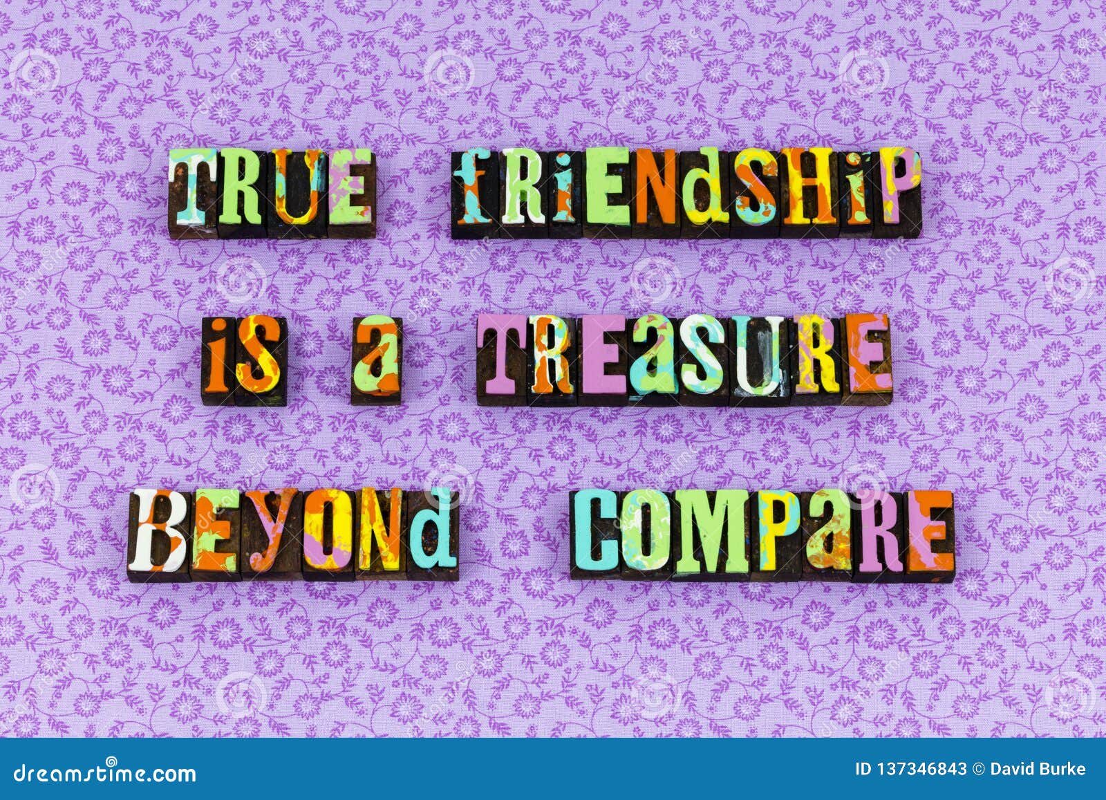 True Friends Treasure Bff Love Letterpress Stock Image - Image of ...