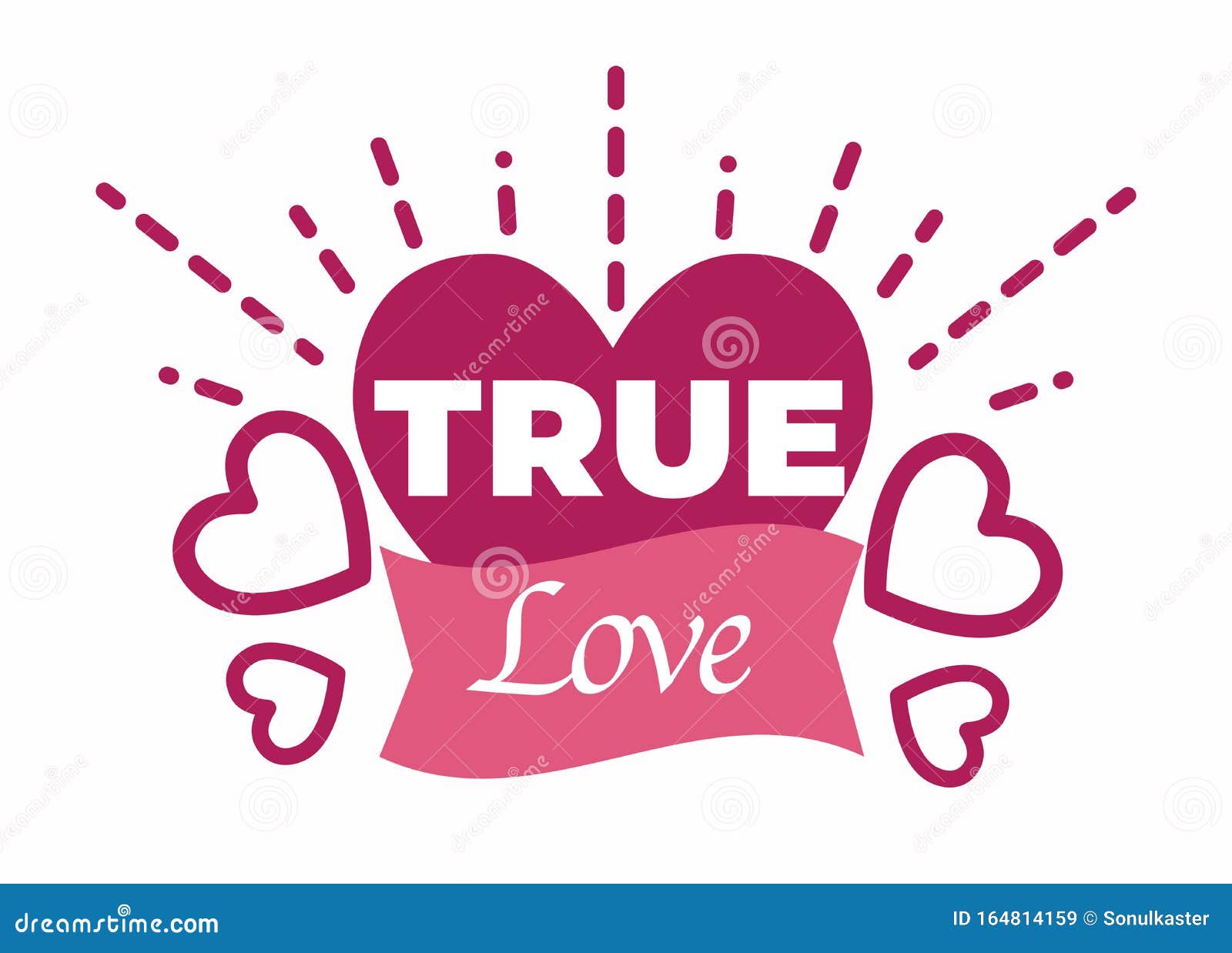 True Love - Lettering Valentines Day Calligraphy Phrase Isolated