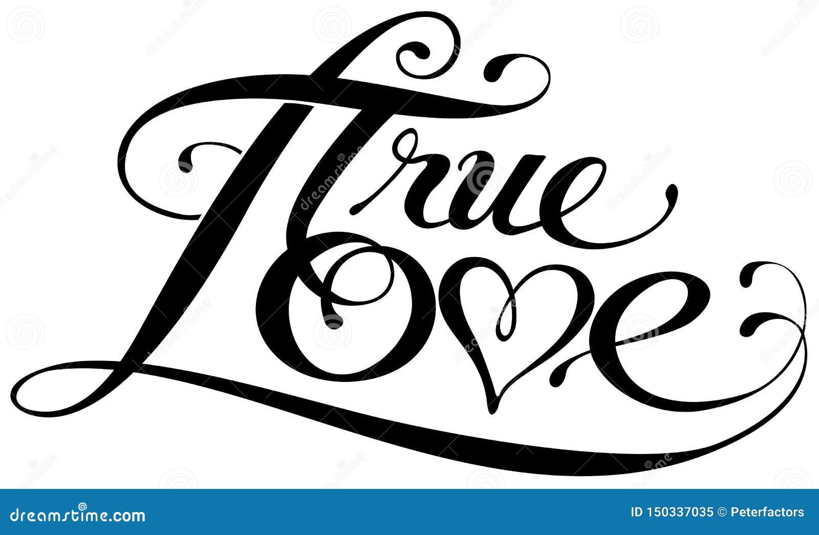 True Love Lettering Calligraphy. Royalty Free SVG, Cliparts