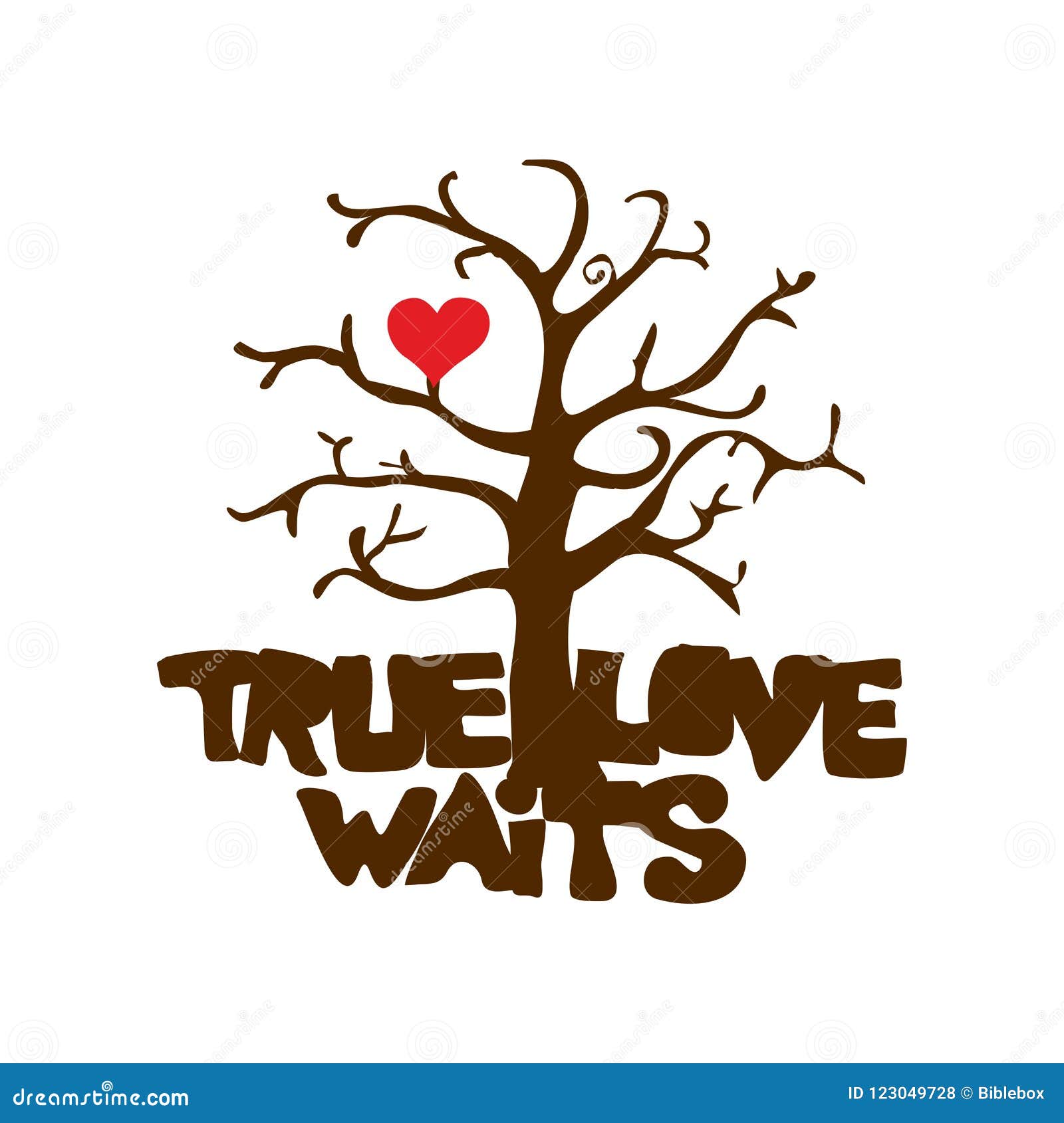true love waits. tree and heart.