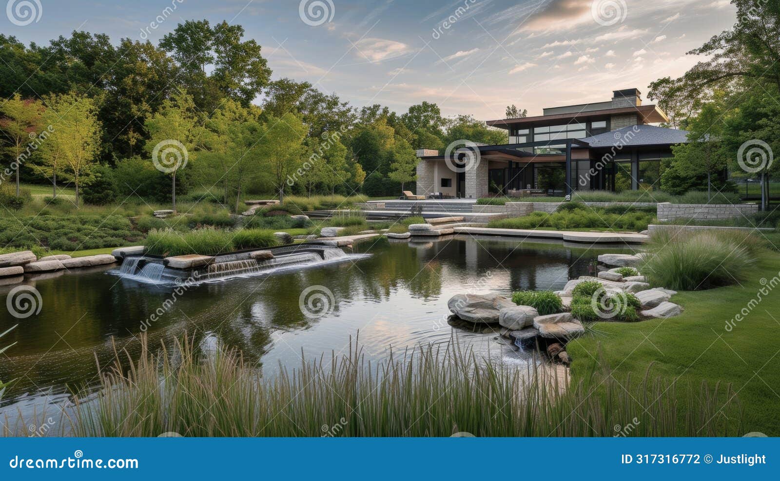 a true masterpiece of  this private residence incorporates sculpted earthworks to seamlessly blend the natural