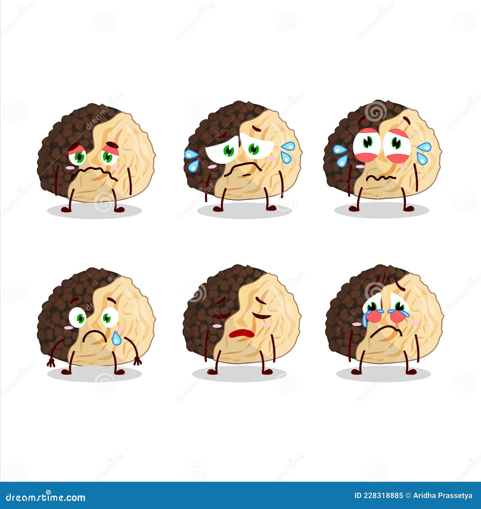 Truffle Cartoon in Character with Sad Expression Stock Vector