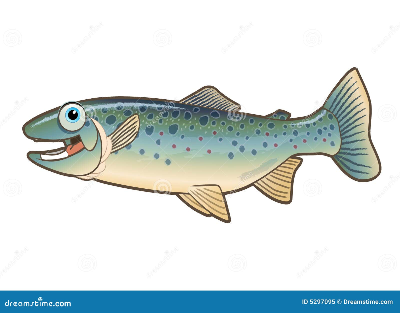 Truite Heureuse D Illustration De Dessin Anime Illustration Stock Illustration Du Pecheur Isolement