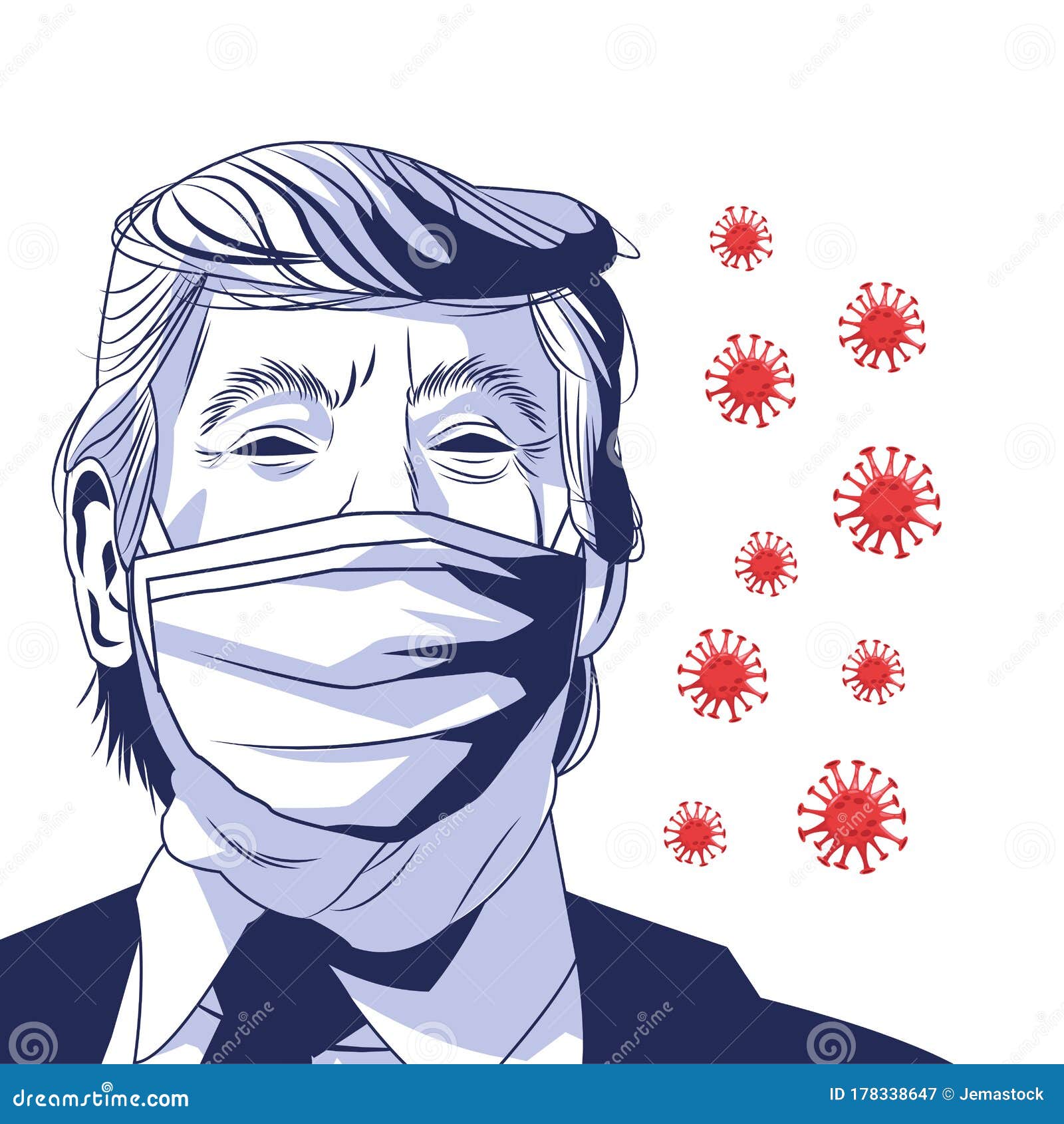 Trump Wearing Face Mask by Covid 19 and Particles Editorial Photography ...