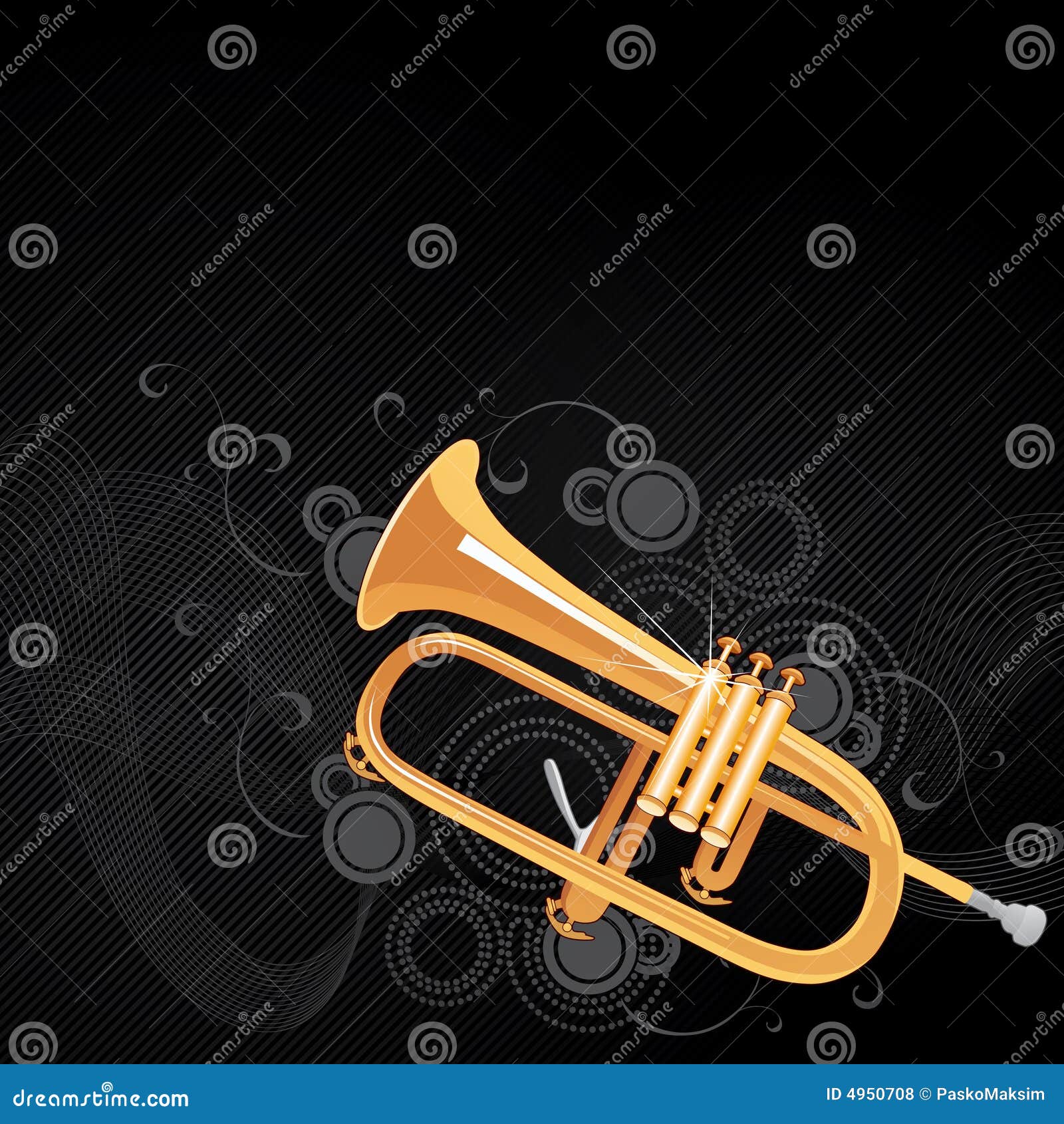 Trumpet background stock vector. Image of gold, musical 4950708