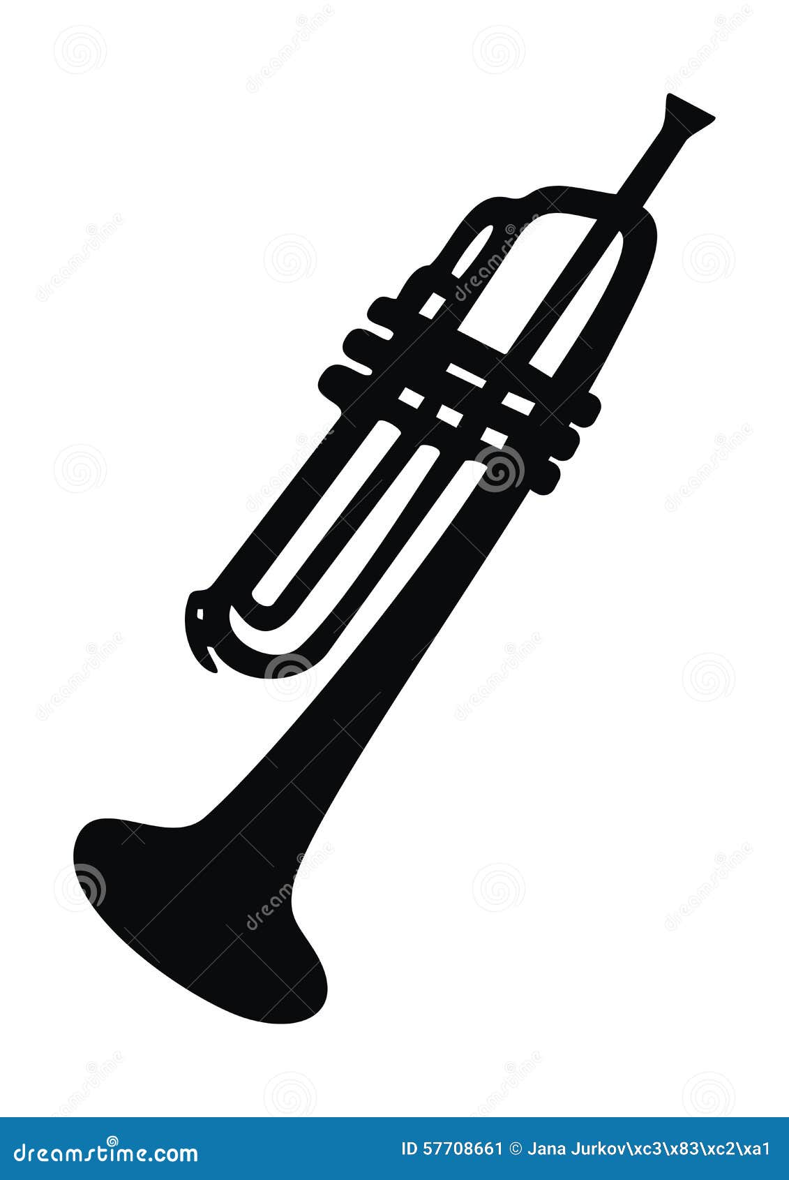 Trumpet, Black Silhouette,  Icon, Music Symbol Stock Vector