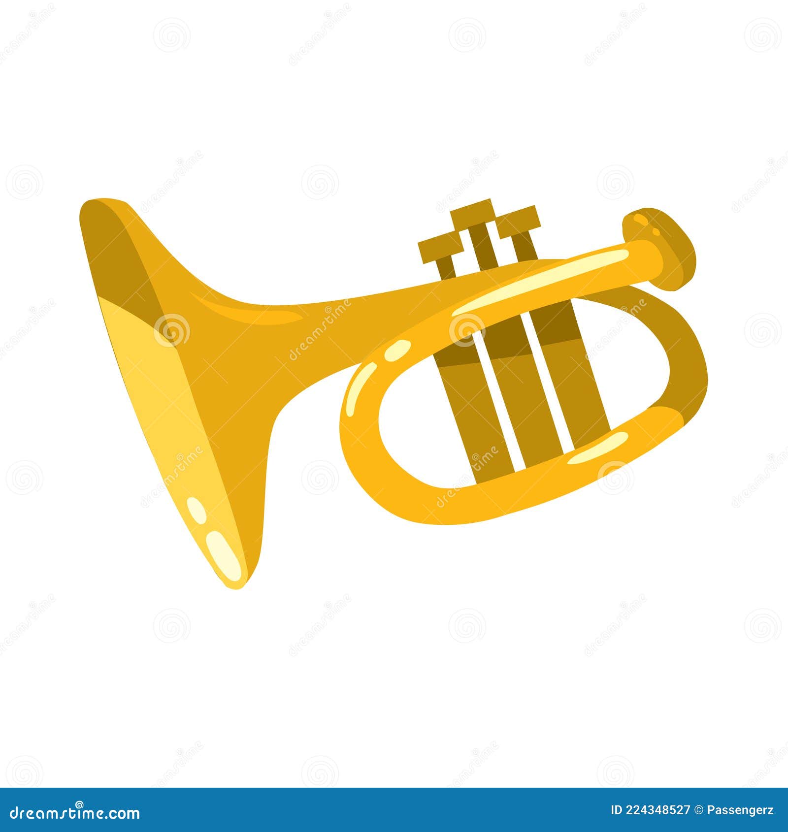 The Trumpet. Brass Instrument Funny Vector Illustration Stock Vector -  Illustration of blow, brass: 224348527