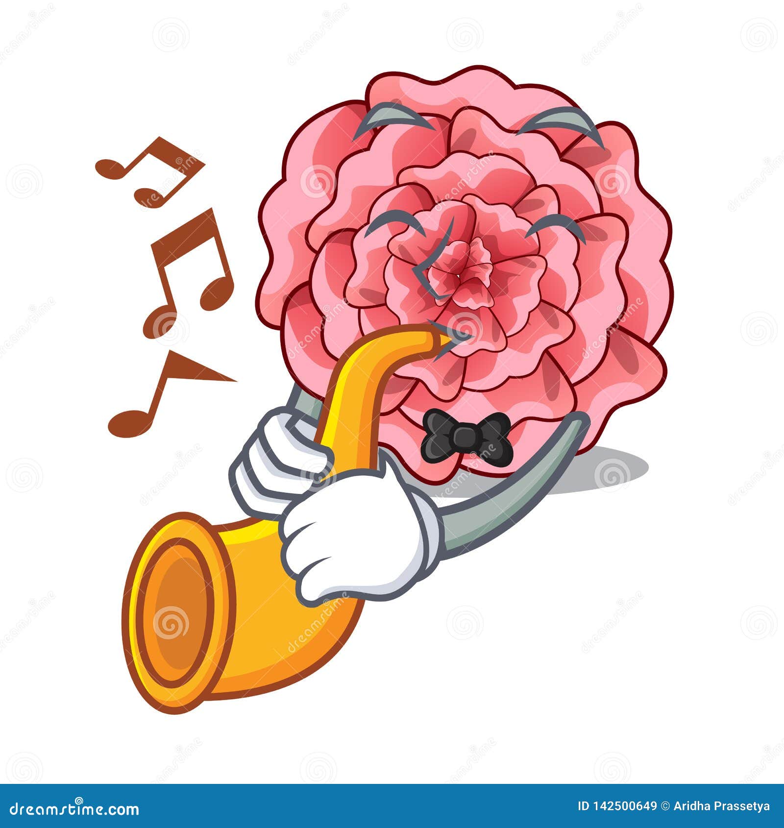 With trumpet carnations flower isolated with the cartoon vector illustration