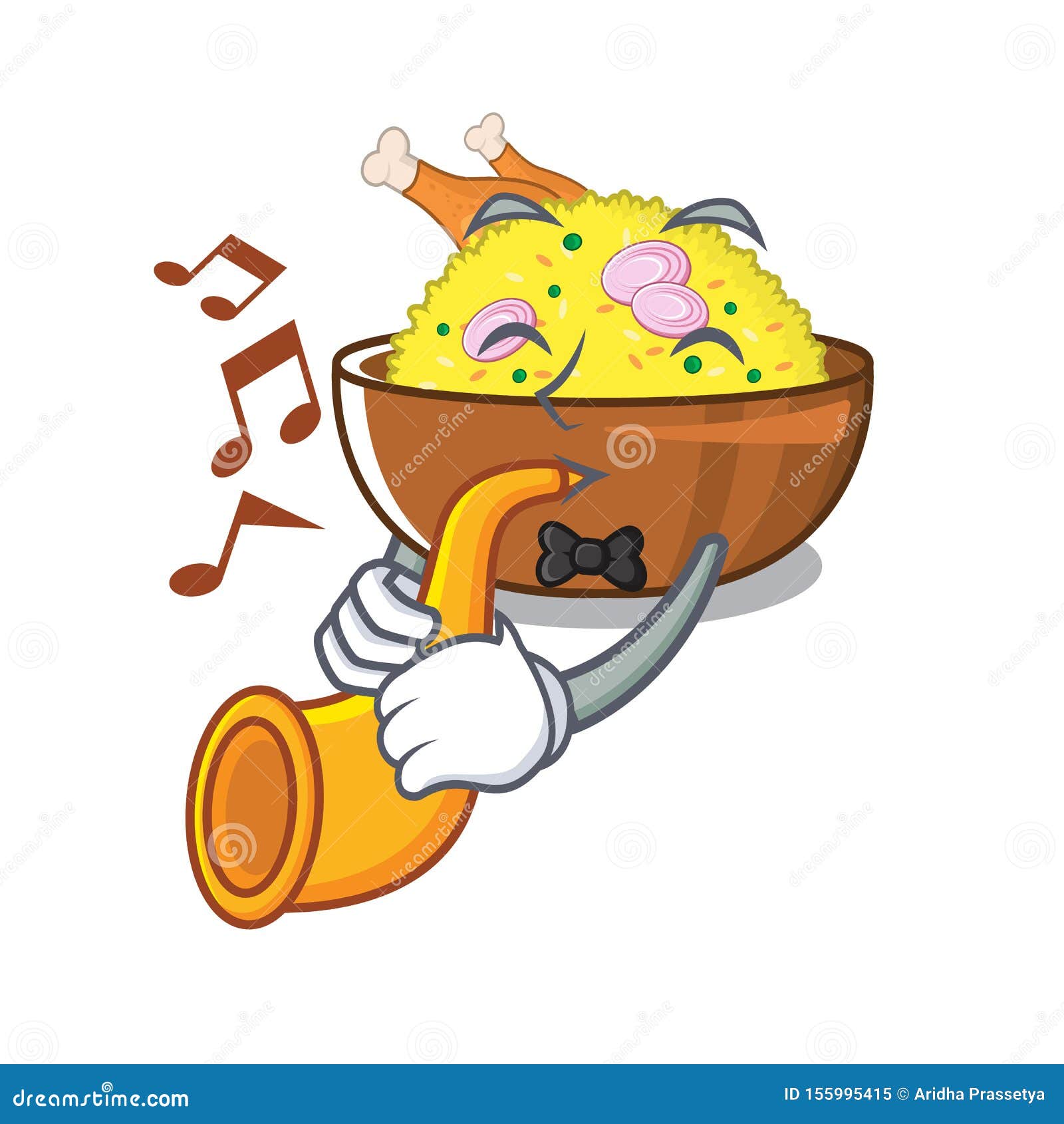 With Trumpet Chicken Biryani Isolated in the Mascot Stock Vector -  Illustration of food, cartoon: 155995415