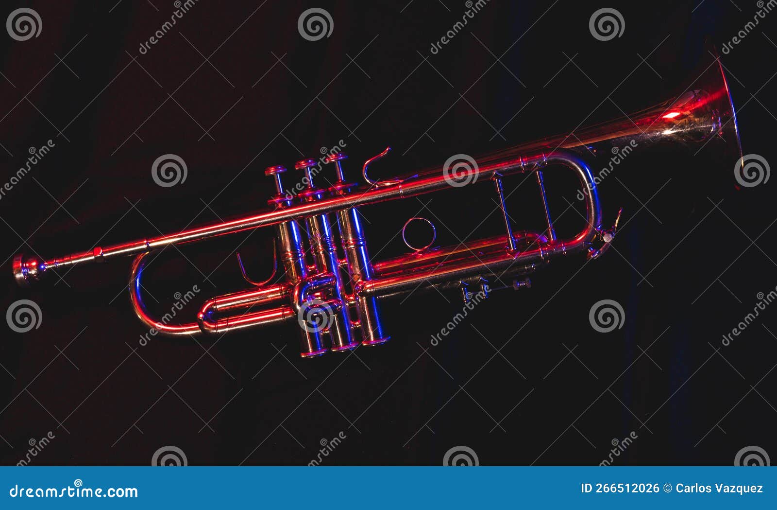 Trumpet in the Dark stock photo. Image of indoors 266512026