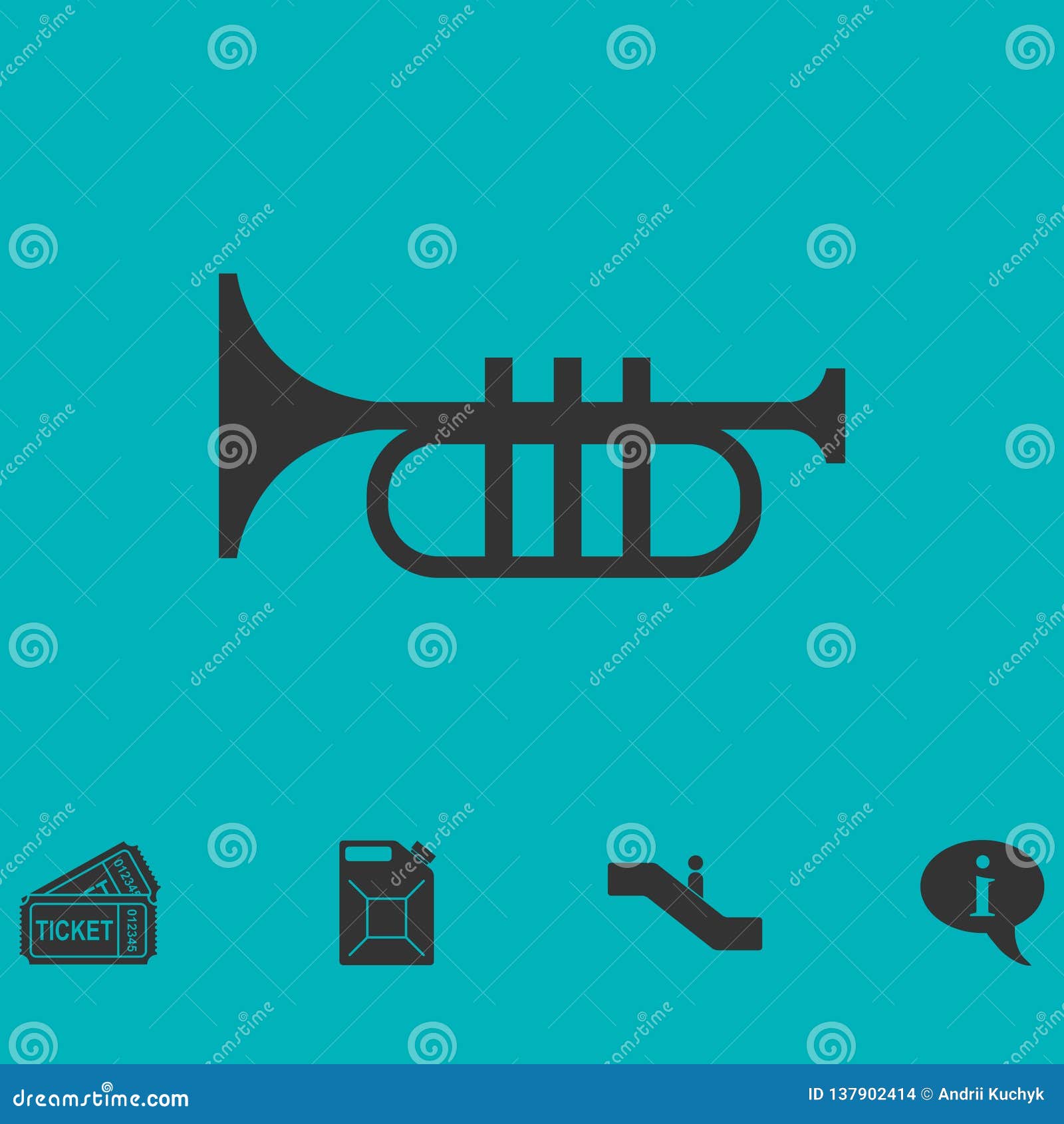 Trumpet icon flat stock vector. Illustration of harmony 137902414
