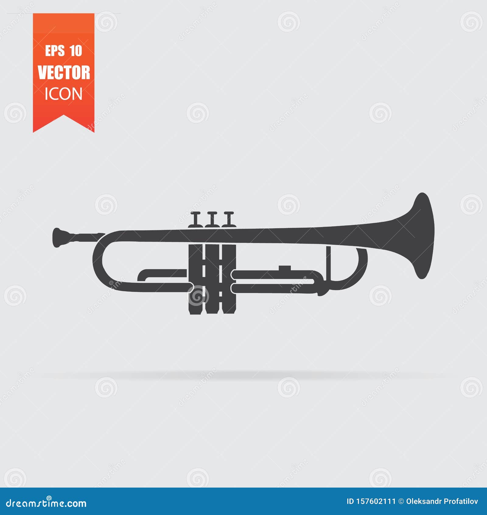 Trumpet Icon in Flat Style Isolated on Grey Background Stock Vector ...