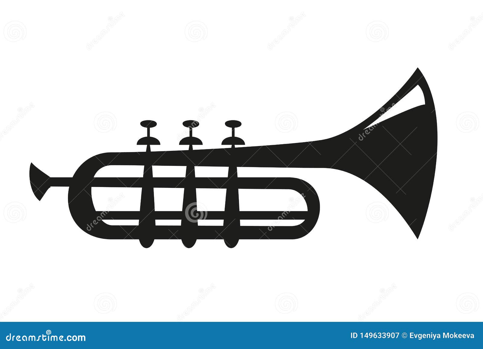 Trumpet Icon on White Background Stock Illustration - Illustration of ...