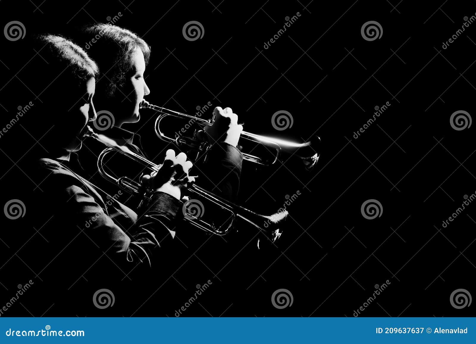 Trumpet Jazz Band Brass Musician Playing Trumpets Stock Image Image