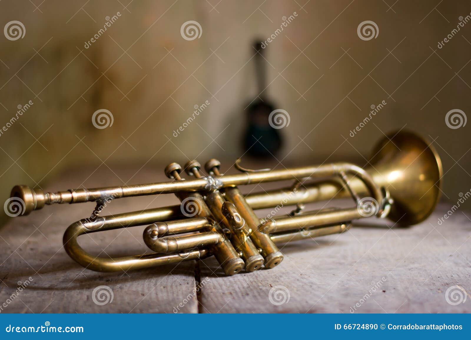 A trumpet and a guitar stock photo. Image of birmingham 66724890