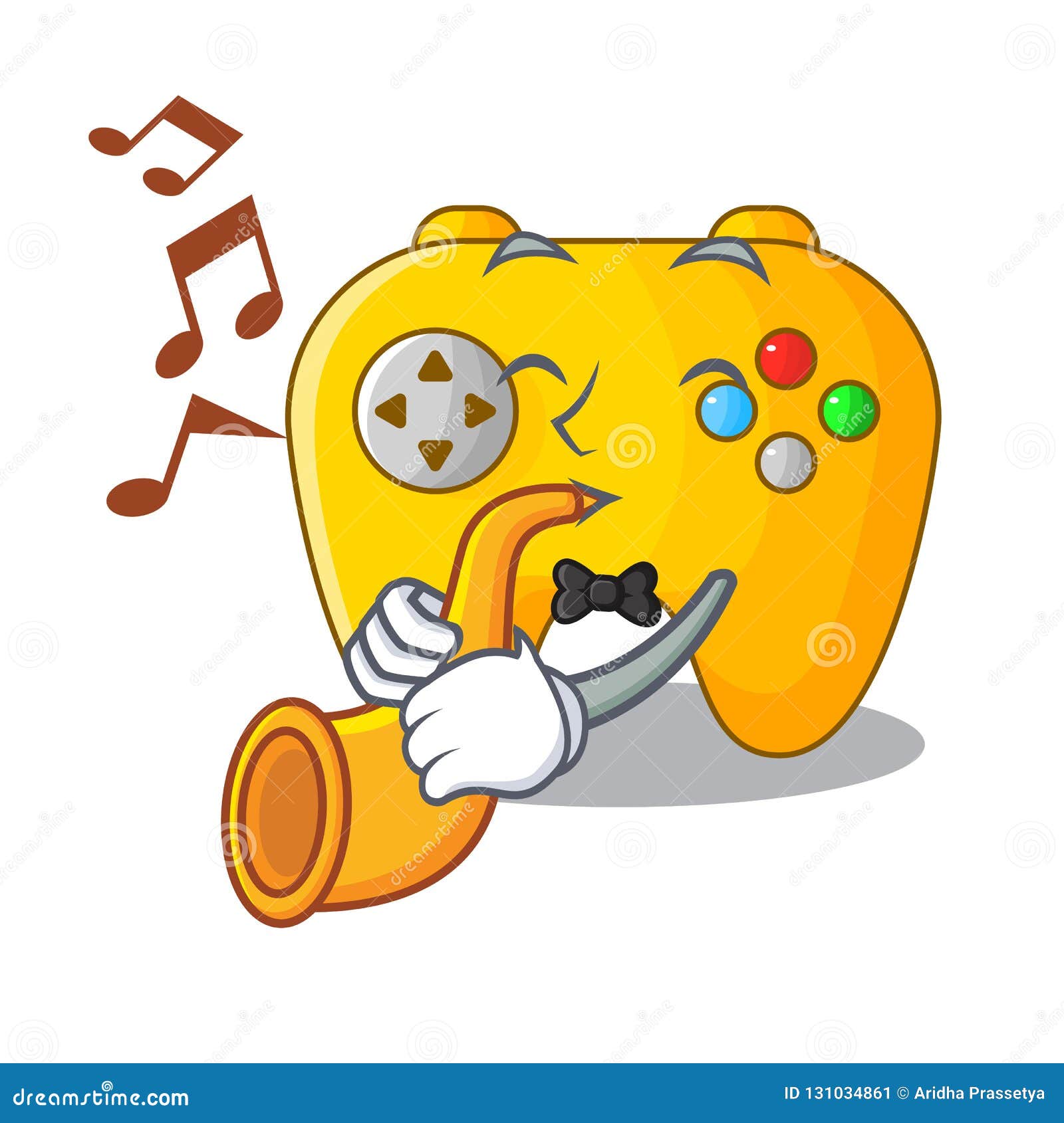 With Trumpet Video Game Controller Shaped on Charcter Stock Vector