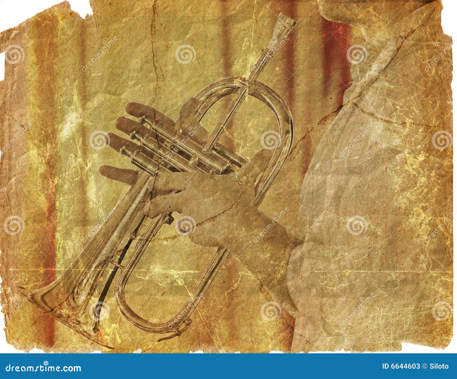 Trumpeter On The Scrap Of Paper RoyaltyFree Stock Photography