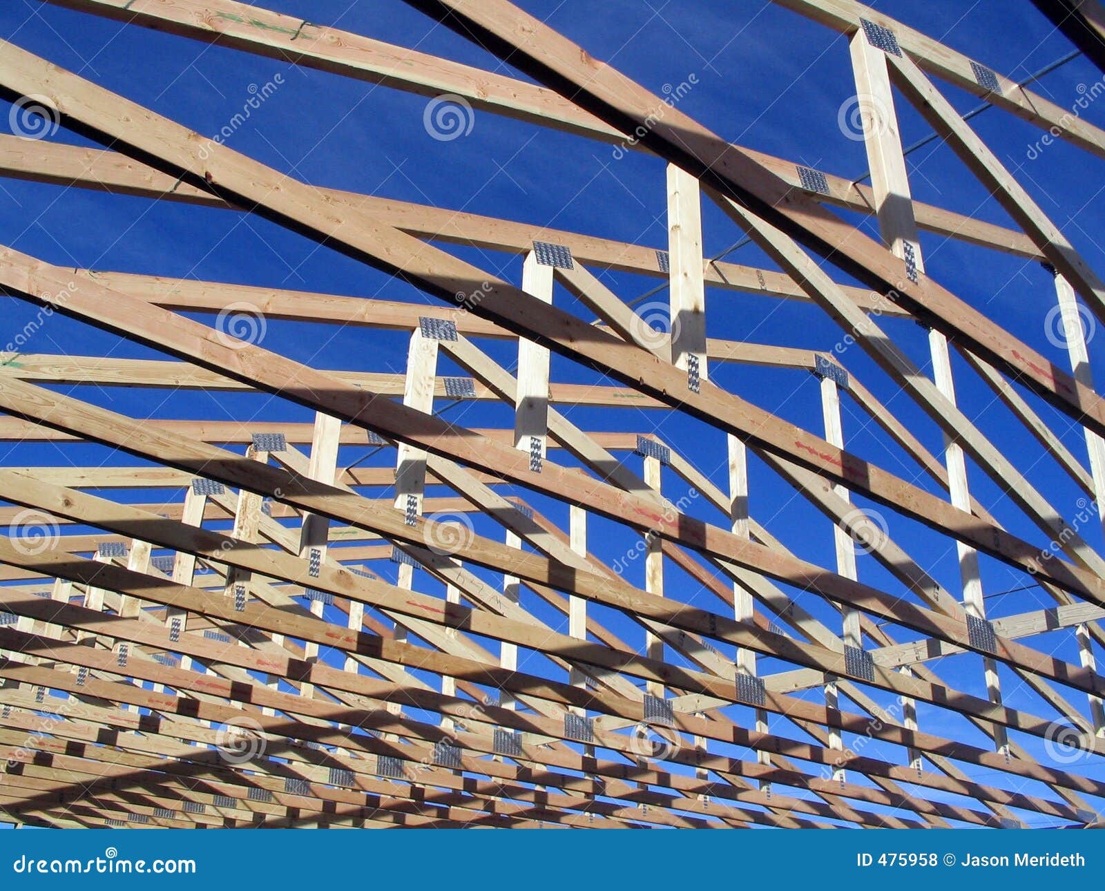 trusses during construction on a house